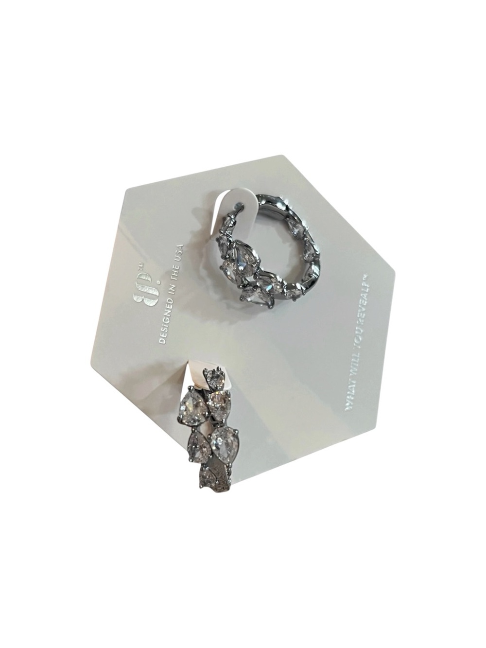 Diamond Cubic Zirconia Hoop Earrings by bp / New In Box/ Birthday collection - Picture 7 of 13